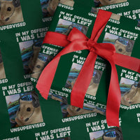 Funny Hamster Gamer Wrapping Paper Roll In My Defense I Was Left Unsupervised - Wonder Print Shop