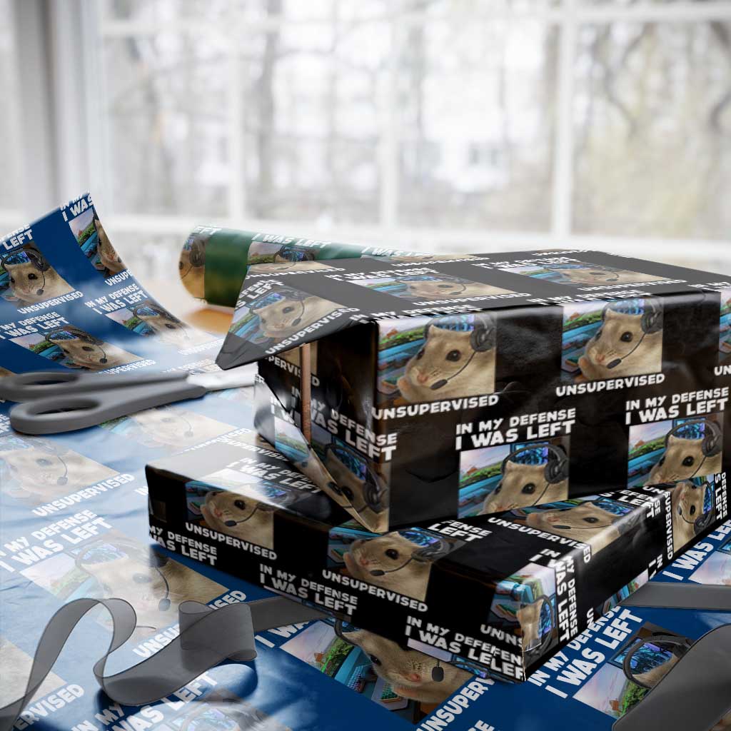 Funny Hamster Gamer Wrapping Paper Roll In My Defense I Was Left Unsupervised - Wonder Print Shop