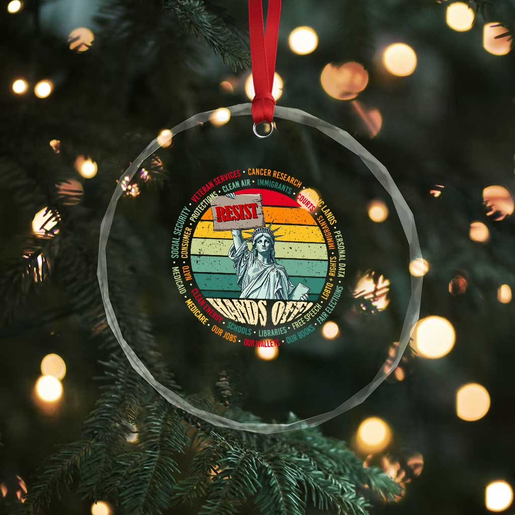 Funny Hands Off Crystal Glass Ornament Resist Vintage Statue Of Liberty - Wonder Print Shop