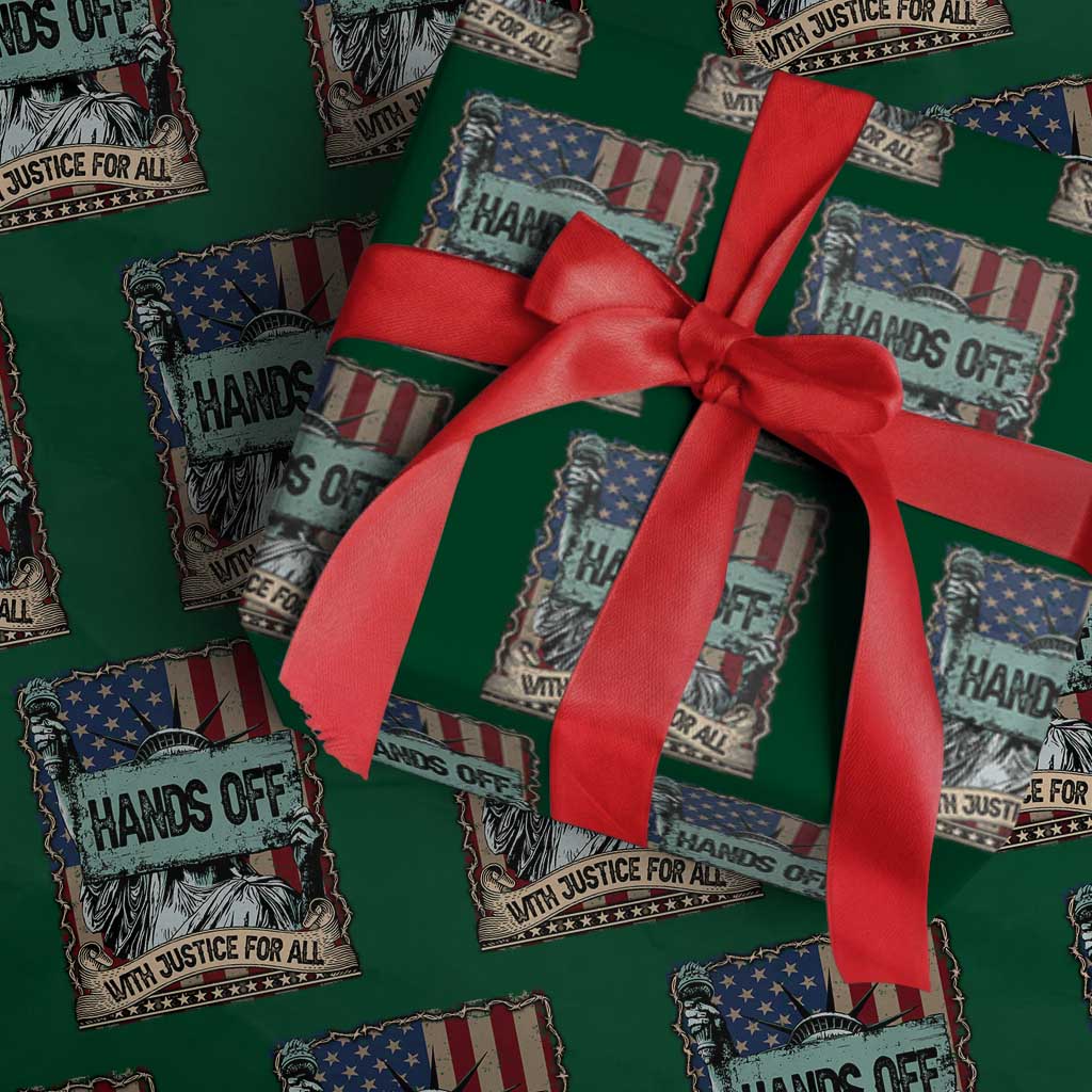 Funny Hands Off With Justice For All Wrapping Paper Roll Statue Of Liberty American Flag - Wonder Print Shop