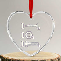 Funny Handyman Mechanic Adult Humor Heart Crystal Glass Ornament I Screw I Nut I Bolt Rebus Hardware Innuendo Offensive Joke