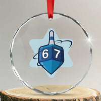Funny Hanukkah 67 Crystal Glass Ornament Six Seven Meme Dreidel Star Of David - Wonder Print Shop