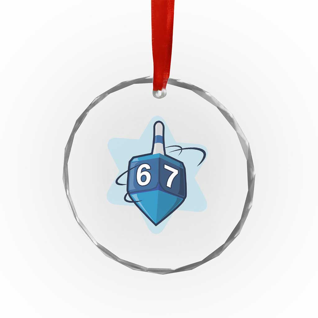Funny Hanukkah 67 Crystal Glass Ornament Six Seven Meme Dreidel Star Of David - Wonder Print Shop