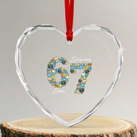 Funny Hanukkah 67 Heart Crystal Glass Ornament Six Seven Meme Chanukah Dreidel Gelt Star Of David - Wonder Print Shop