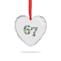 Funny Hanukkah 67 Heart Crystal Glass Ornament Six Seven Meme Chanukah Dreidel Gelt Star Of David - Wonder Print Shop