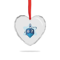 Funny Hanukkah 67 Heart Crystal Glass Ornament Six Seven Meme Dreidel Star Of David - Wonder Print Shop