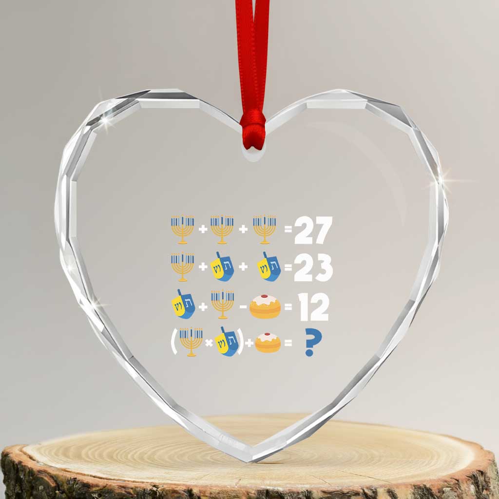 Funny Hanukkah 67 Math Heart Crystal Glass Ornament Teacher Chanukah Six Seven Meme - Wonder Print Shop