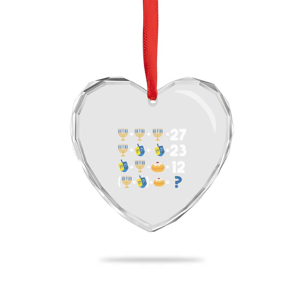 Funny Hanukkah 67 Math Heart Crystal Glass Ornament Teacher Chanukah Six Seven Meme - Wonder Print Shop