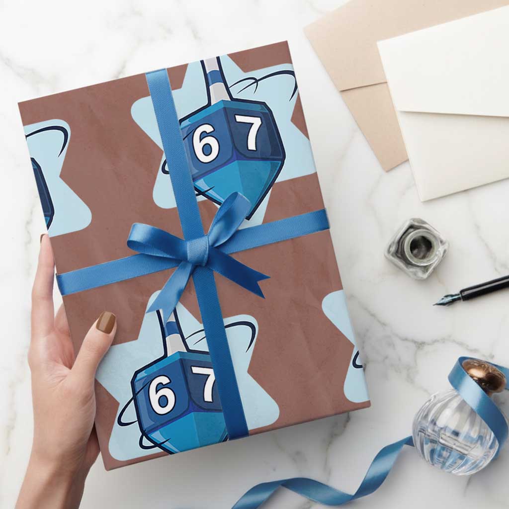 Funny Hanukkah 67 Wrapping Paper Roll Six Seven Meme Dreidel Star Of David - Wonder Print Shop