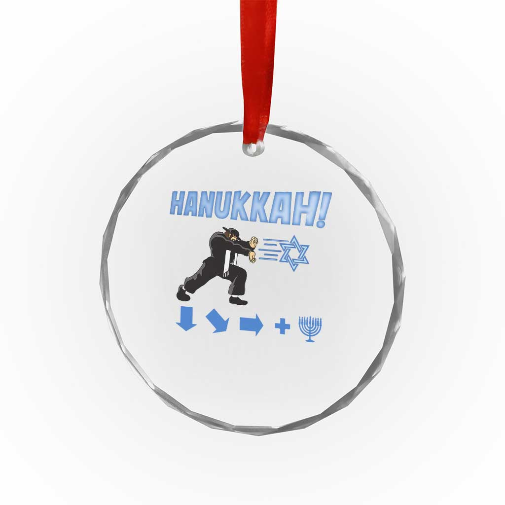 Funny Hanukkah Arcade Game Crystal Glass Ornament Jewish Fighter Menorah Star Of David - Wonder Print Shop