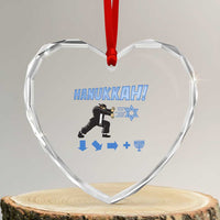 Funny Hanukkah Arcade Game Heart Crystal Glass Ornament Jewish Fighter Menorah Star Of David - Wonder Print Shop