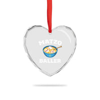 Funny Hanukkah Baseball Heart Crystal Glass Ornament Matzo Baller Matzah Ball Jewish Chanukah Sports Lover - Wonder Print Shop
