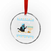 Funny Hanukkah Cat Crystal Glass Ornament Happy Hanukcat Drinking Black Cat Jewish Menorah Chanukah TS02
