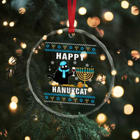 Funny Hanukkah Cat Crystal Glass Ornament Happy Hanukcat Drinking Black Cat Jewish Menorah Chanukah TS02