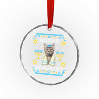 Funny Hanukkah Cat Crystal Glass Ornament Happy Hanukcat Menorah Ugly Chanukah Jewish Festival TS02