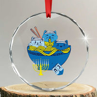 Funny Hanukkah Cat Crystal Glass Ornament Kawaii Cat Eating Ramen Anime Jewish Kitten TS09