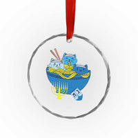 Funny Hanukkah Cat Crystal Glass Ornament Kawaii Cat Eating Ramen Anime Jewish Kitten TS09