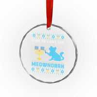 Funny Hanukkah Cat Crystal Glass Ornament Light The Meownorah Jewish Menorah Chanukah TS02