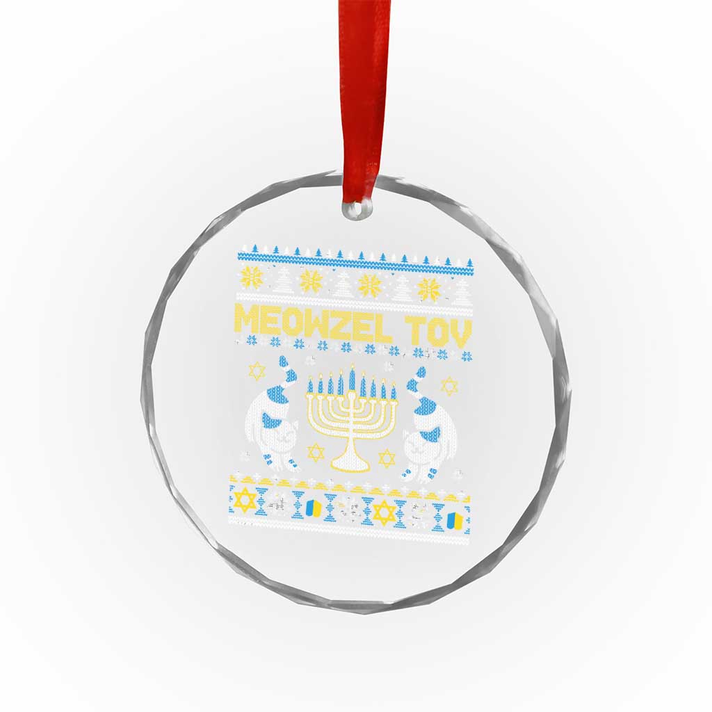 Funny Hanukkah Cat Crystal Glass Ornament Meowzel Tov Chanukah Jewish Ugly Sweater Hanukkah TS02