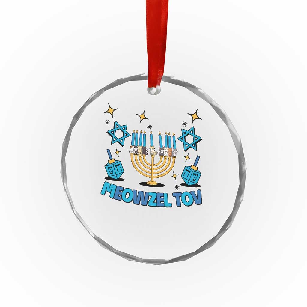 Funny Hanukkah Cat Crystal Glass Ornament Meowzel Tov Jewish Chanukkah TS09