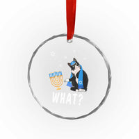 Funny Hanukkah Cat Crystal Glass Ornament What Hanukcat Chanukah Jewish Festival TS02