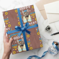 Funny Hanukkah Cat Wrapping Paper Roll Happy Hanukcat Menorah Ugly Chanukah Jewish Festival