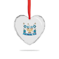 Funny Hanukkah Cat Heart Crystal Glass Ornament Meowzel Tov Jewish Chanukkah - Wonder Print Shop