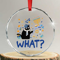 Funny Hanukkah Cat What Crystal Glass Ornament TS09