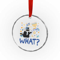 Funny Hanukkah Cat What Crystal Glass Ornament TS09