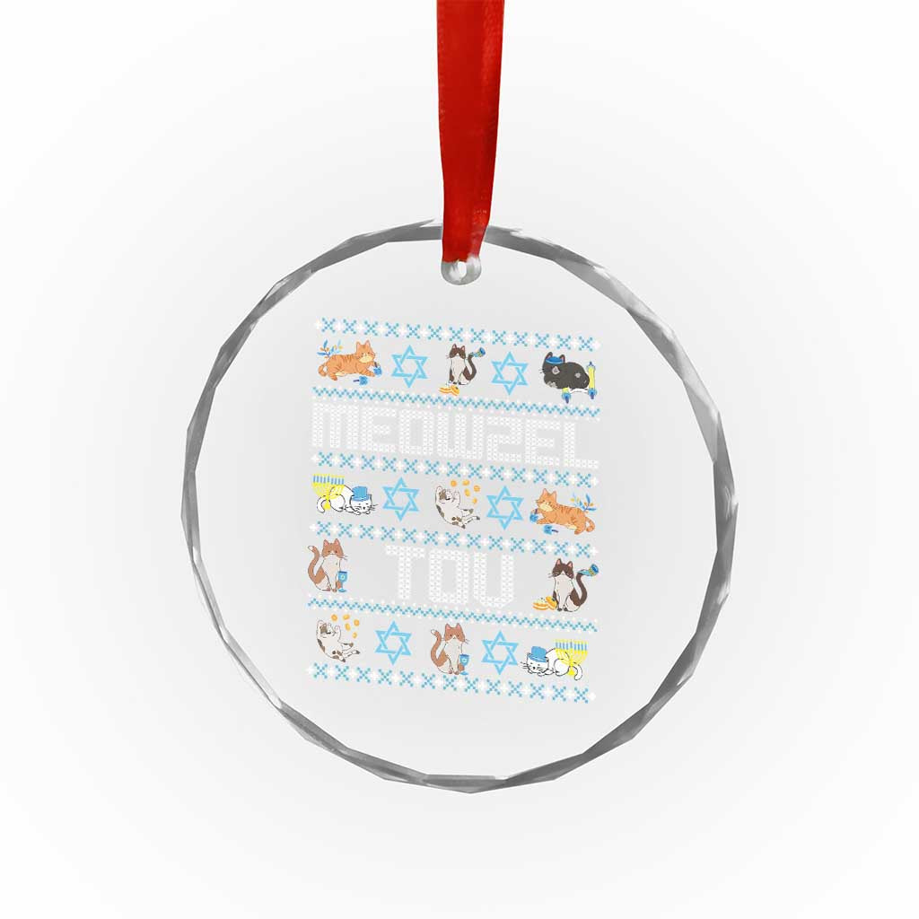 Funny Hanukkah Cats Crystal Glass Ornament Meowzel Tov Chanukah Menorah David Stars TS11