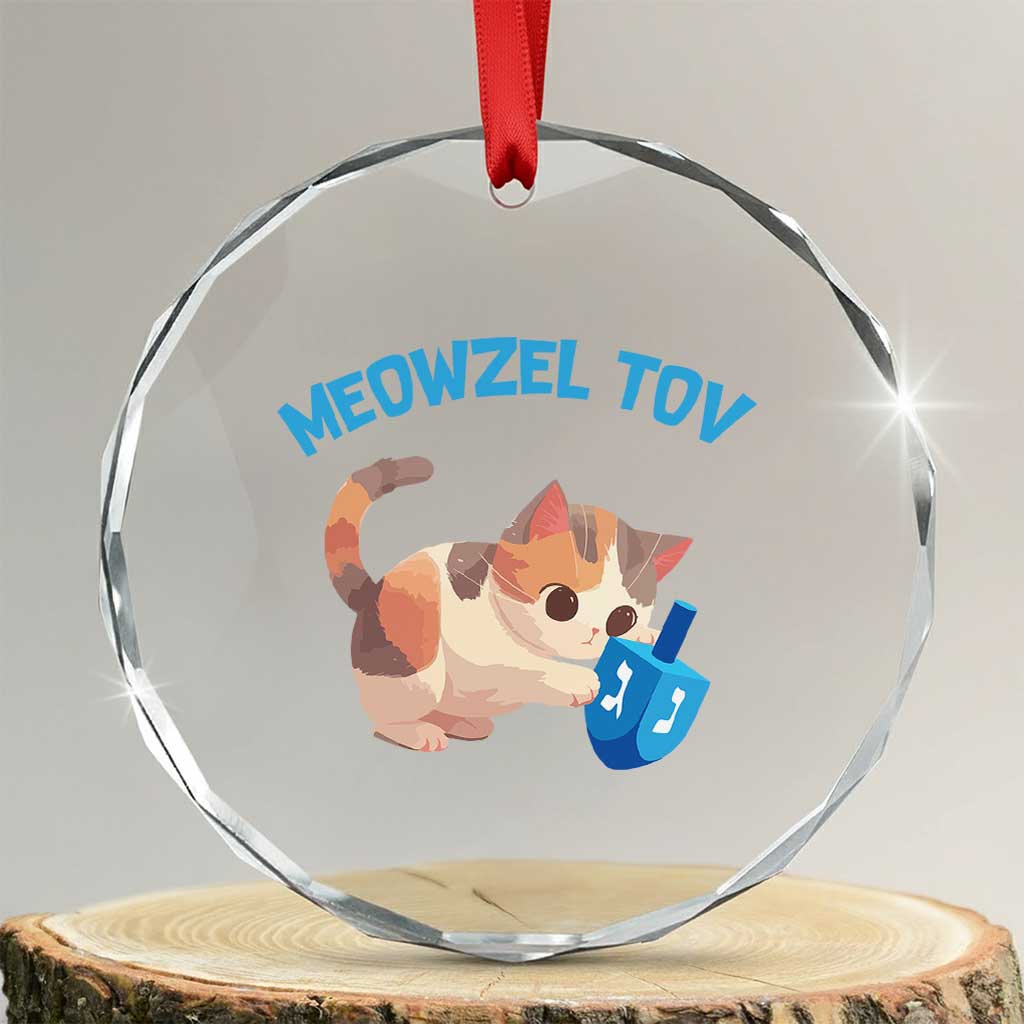 Funny Hanukkah Cats Crystal Glass Ornament Meowzel Tov Dreidels Chanukah Jewish Festival TS11