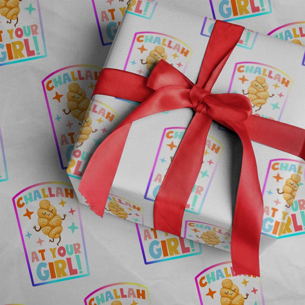 Funny Hanukkah Challah At Ya Girl Wrapping Paper Roll Jewish Chanukah Bread Gift - Wonder Print Shop