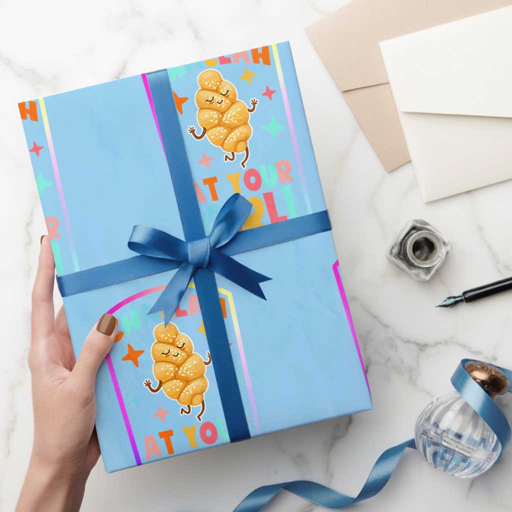 Funny Hanukkah Challah At Ya Girl Wrapping Paper Roll Jewish Chanukah Bread Gift - Wonder Print Shop