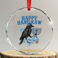 Funny Hanukkah Crow Crystal Glass Ornament Happy Hanukaw Jewish Holiday Chanukah Menorah - Wonder Print Shop