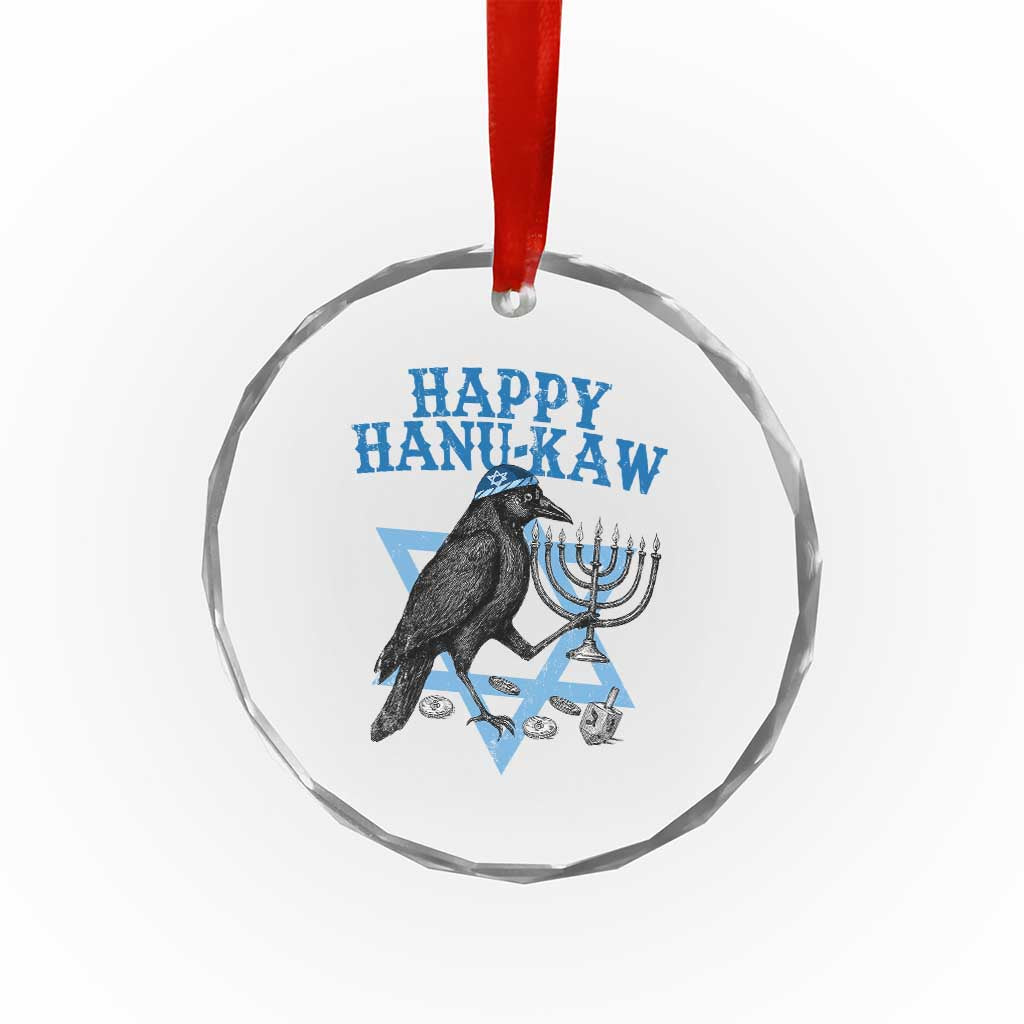 Funny Hanukkah Crow Crystal Glass Ornament Happy Hanukaw Jewish Holiday Chanukah Menorah - Wonder Print Shop