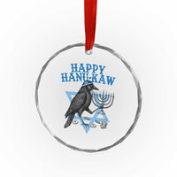 Funny Hanukkah Crow Crystal Glass Ornament Happy Hanukaw Jewish Holiday Chanukah Menorah - Wonder Print Shop