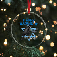 Funny Hanukkah Crow Crystal Glass Ornament Happy Hanukaw Jewish Holiday Chanukah Menorah - Wonder Print Shop