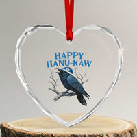Funny Hanukkah Crow Heart Crystal Glass Ornament Happy Hanukaw Jewish Holiday - Wonder Print Shop