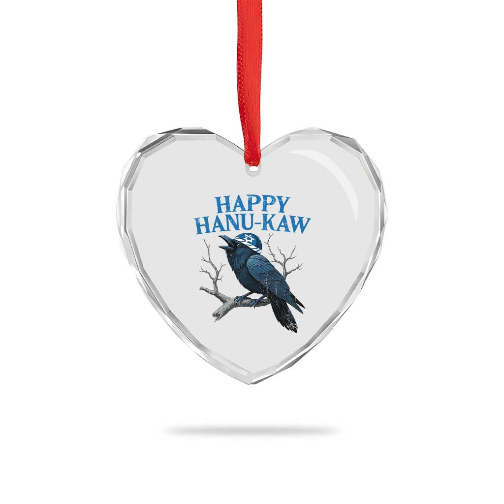 Funny Hanukkah Crow Heart Crystal Glass Ornament Happy Hanukaw Jewish Holiday - Wonder Print Shop