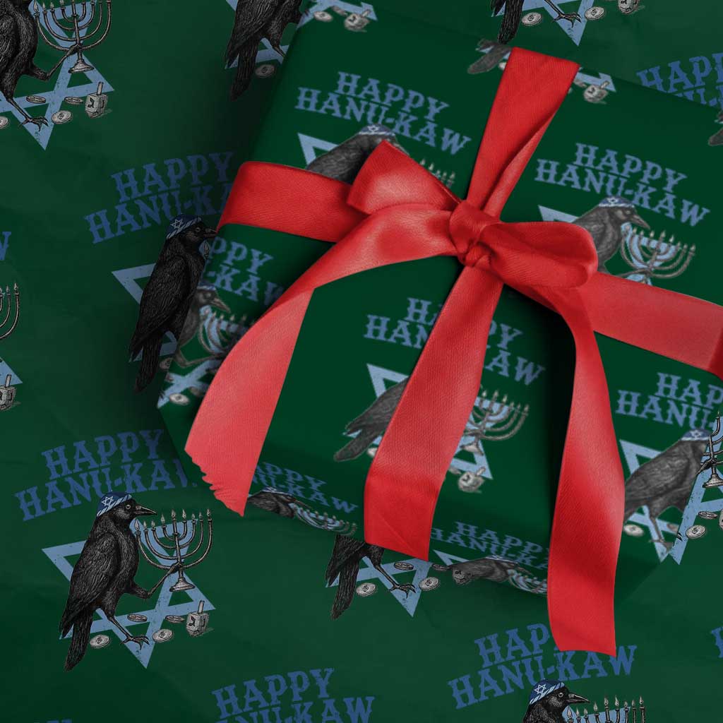 Funny Hanukkah Crow Wrapping Paper Roll Happy Hanukaw Jewish Holiday Chanukah Menorah - Wonder Print Shop