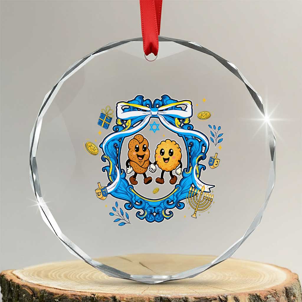 Funny Hanukkah Crystal Glass Ornament Challah And Latke Cute Food Lover Gift - Wonder Print Shop