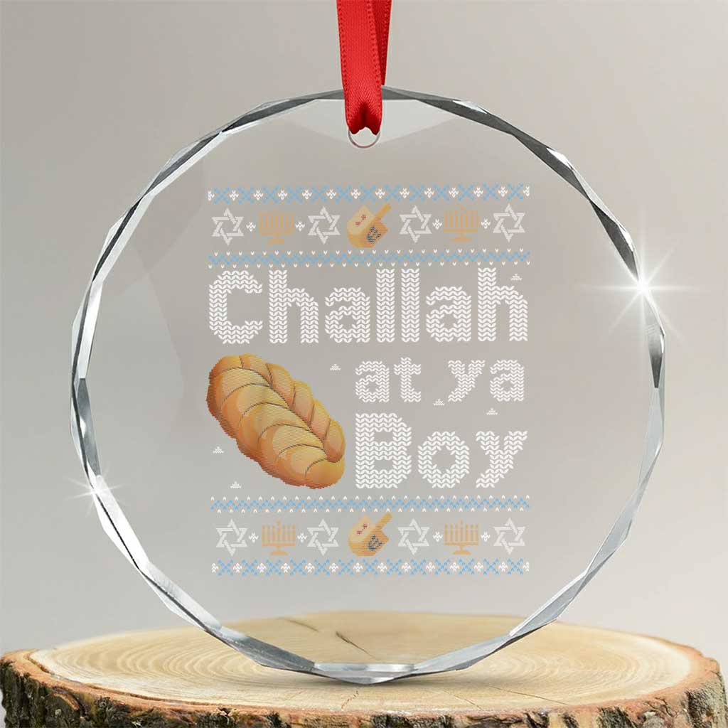 Funny Hanukkah Crystal Glass Ornament Challah At Ya Boy Jewish Holiday - Wonder Print Shop