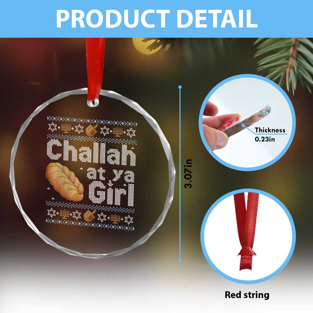Funny Hanukkah Crystal Glass Ornament Challah At Ya Girl Jewish Holiday - Wonder Print Shop