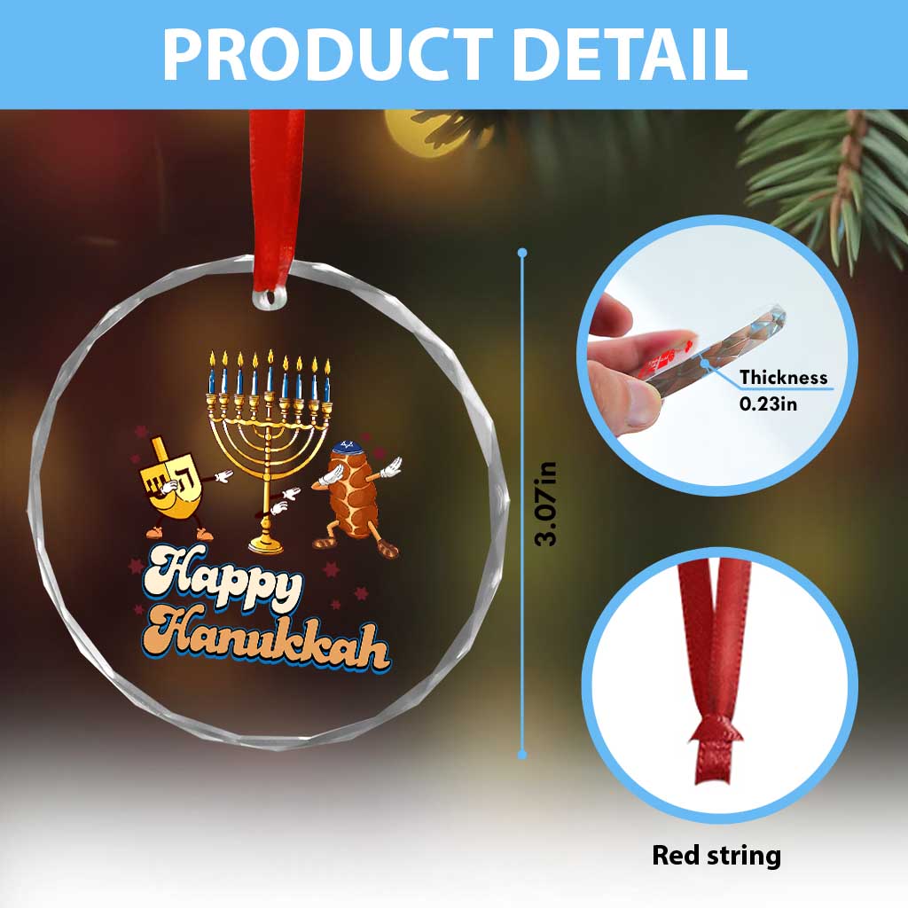 Funny Hanukkah Crystal Glass Ornament Dab Dreidel Menorah Challah Gift - Wonder Print Shop