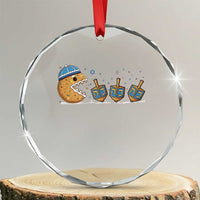 Funny Hanukkah Crystal Glass Ornament Donut Chasing Flames Jewish - Wonder Print Shop
