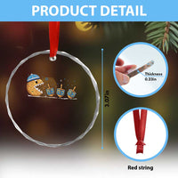 Funny Hanukkah Crystal Glass Ornament Donut Chasing Flames Jewish - Wonder Print Shop