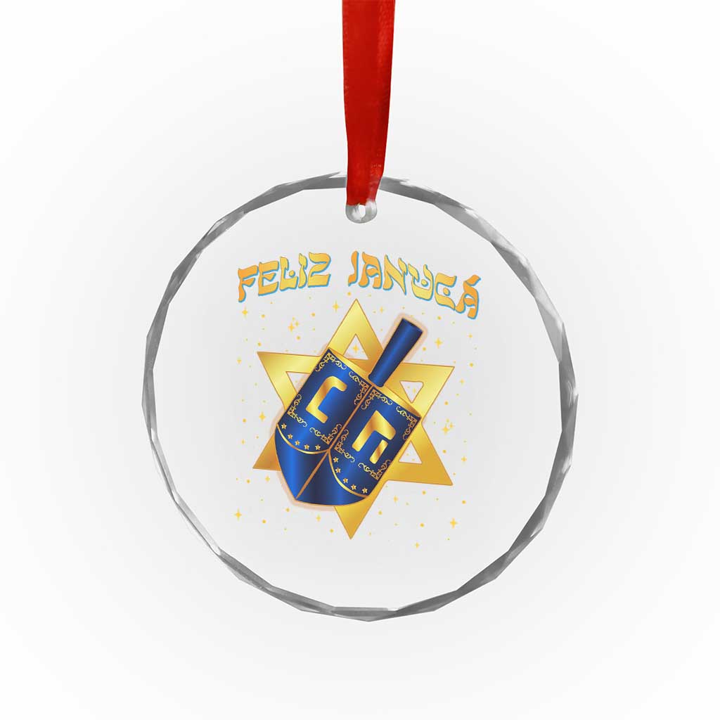 Funny Hanukkah Crystal Glass Ornament Feliz Januca Jewish Sephardic Ladino TS09