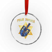 Funny Hanukkah Crystal Glass Ornament Feliz Januca Jewish Sephardic Ladino TS09