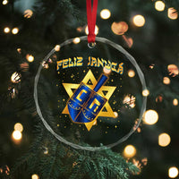 Funny Hanukkah Crystal Glass Ornament Feliz Januca Jewish Sephardic Ladino TS09