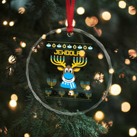 Funny Hanukkah Crystal Glass Ornament Jewdolph Jewish Reindeer Menorah TS09